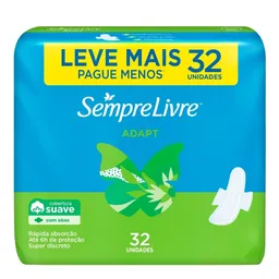 Absorvente Externo SempreLivre Adapt Cobertura Suave 32 Unidades