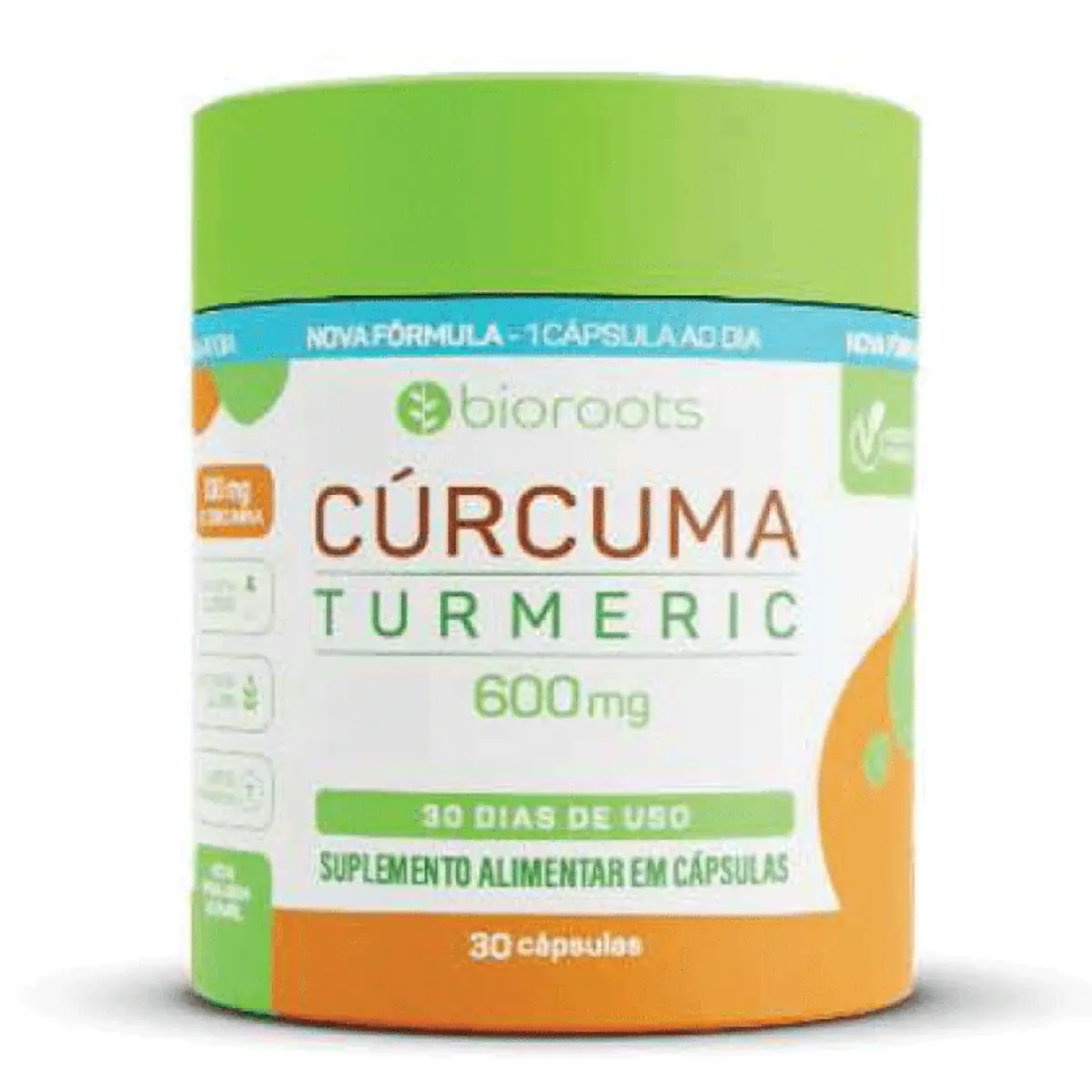 Suplemento Alimentar Cúrcuma Turmeric 600mg Bioroots 30 Cápsulas