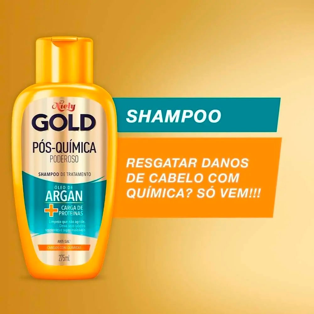 Kit Niely Gold Óleo de Argan Pós-Química shampoo e condicionador
