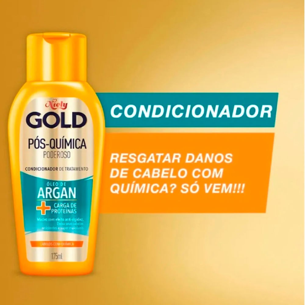 Kit Niely Gold Óleo de Argan Pós-Química shampoo e condicionador