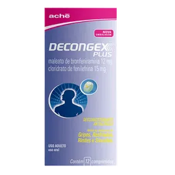 Descongestionante, Antialérgico e Antigripal Decongex Plus 12mg + 15mg 12 Comprimidos